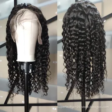 Wholesale 180% Density For Black Women Natural Hairline Cheap 100% Brazilian Virgin Human Hair Deep Wave Lace Front Wig